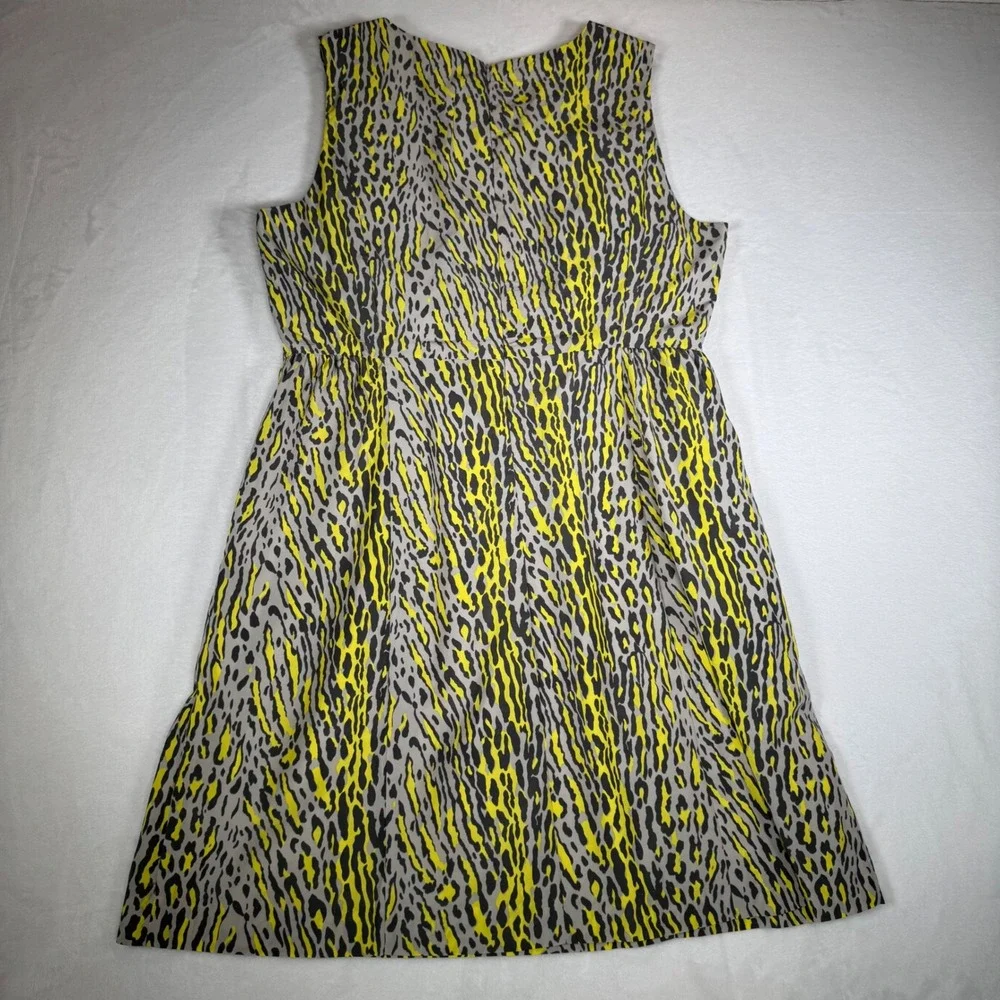 GAP New‎ Animal Print Sleeveless Sheath Dress Yellow Gray Black Plus Size 16